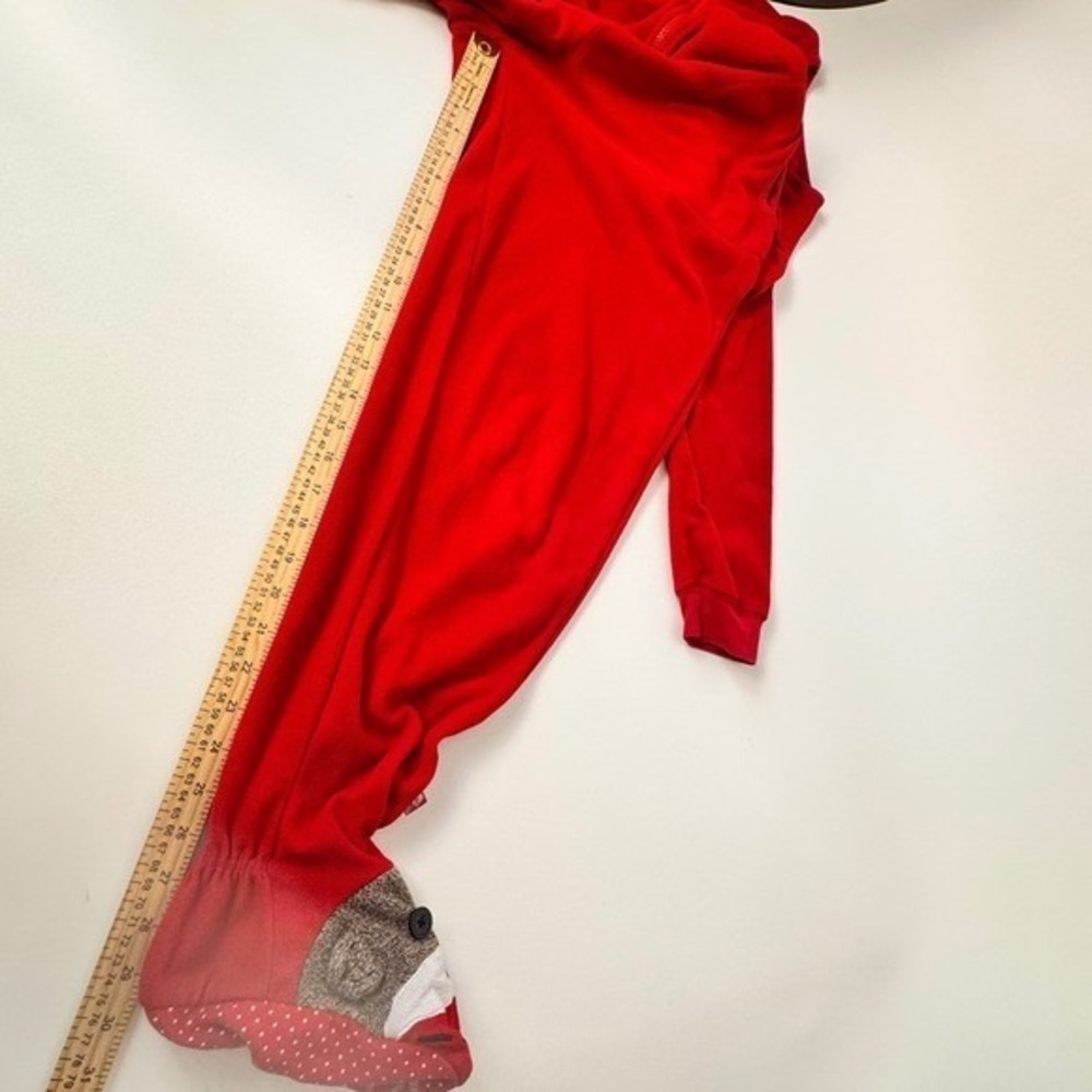 Nick & Nora Footed Pajamas Womens S Red Long Sleeve Sock Monkey Fleece Sleepwear - Picture 8 of 12